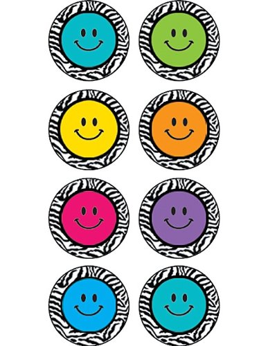 Teacher Created Resources Teacher Created Resources Zebra Happy Faces Mini Stickers for Classroom Rewards and Motivation 5396