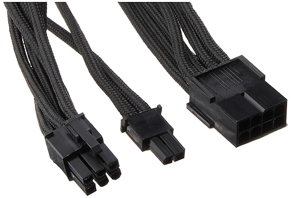 Silverstone Tek 8-Pin PCI-E Power Supply Cable Extension (PP07-PCIB) - High-Quality Sleeved Connector