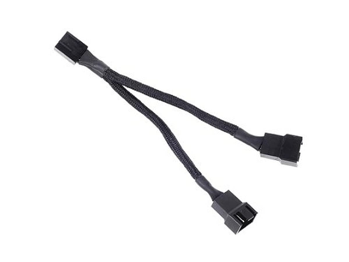 SilverStone Technology All Black Sleeved 1 to 2 PWM Fan Splitter Cable CPF01 for Enhanced Cooling Performance