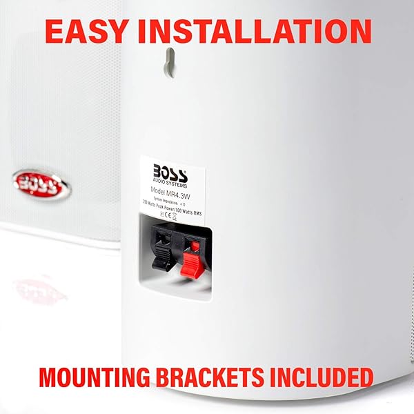 BOSS Audio Systems Boss Audio MR4.3W 200W 3-Way Marine 4-Inch Speakers - Enclosed White System for Superior Sound - View 6 of 7