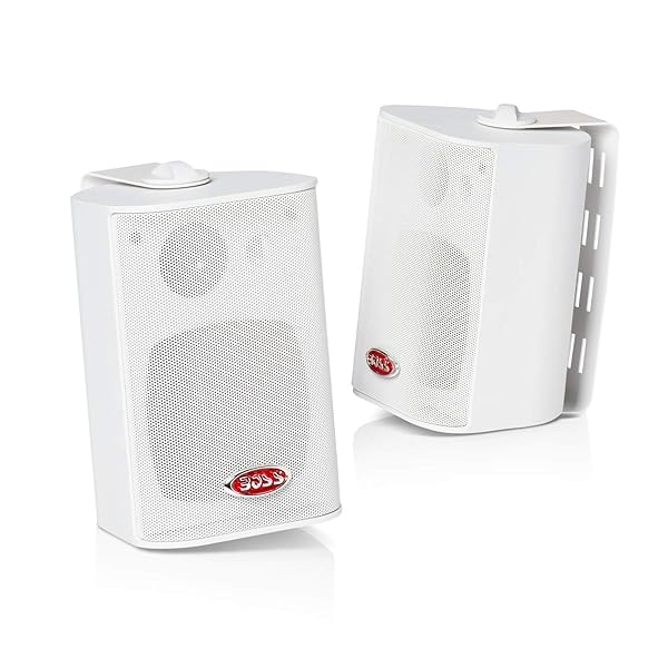 BOSS Audio Systems Boss Audio MR4.3W 200W 3-Way Marine 4-Inch Speakers - Enclosed White System for Superior Sound