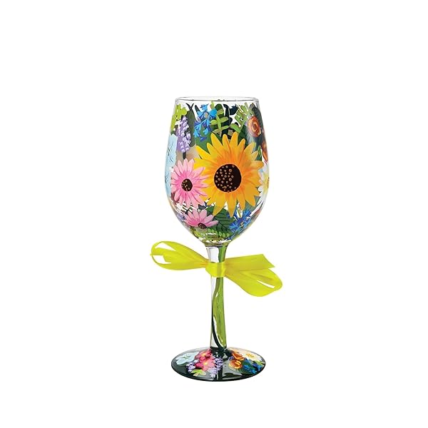 Enesco Enesco Colorful Wine Glass - 1 Count (Yellow, Green, Blue, Red, Pink, Purple) for Stylish Entertaining