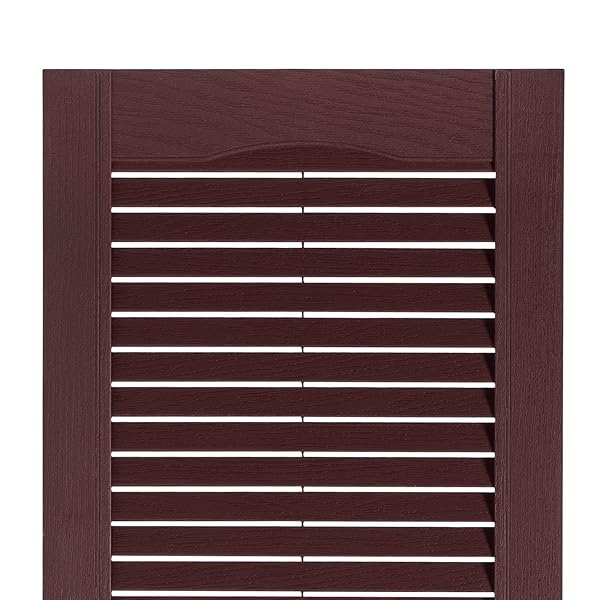 ExteriorSolutions.com 15 Inch x 51 Inch Burgundy Vinyl Window Shutters Pair for Exterior Louver Style - View 2 of 3