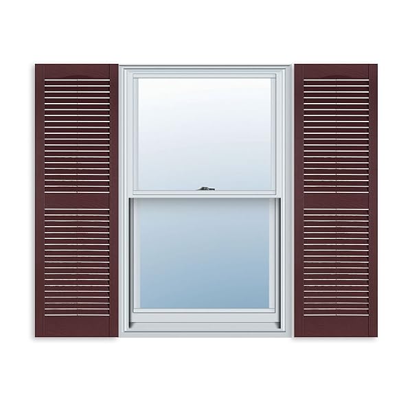 ExteriorSolutions.com 15 Inch x 51 Inch Burgundy Vinyl Window Shutters Pair for Exterior Louver Style