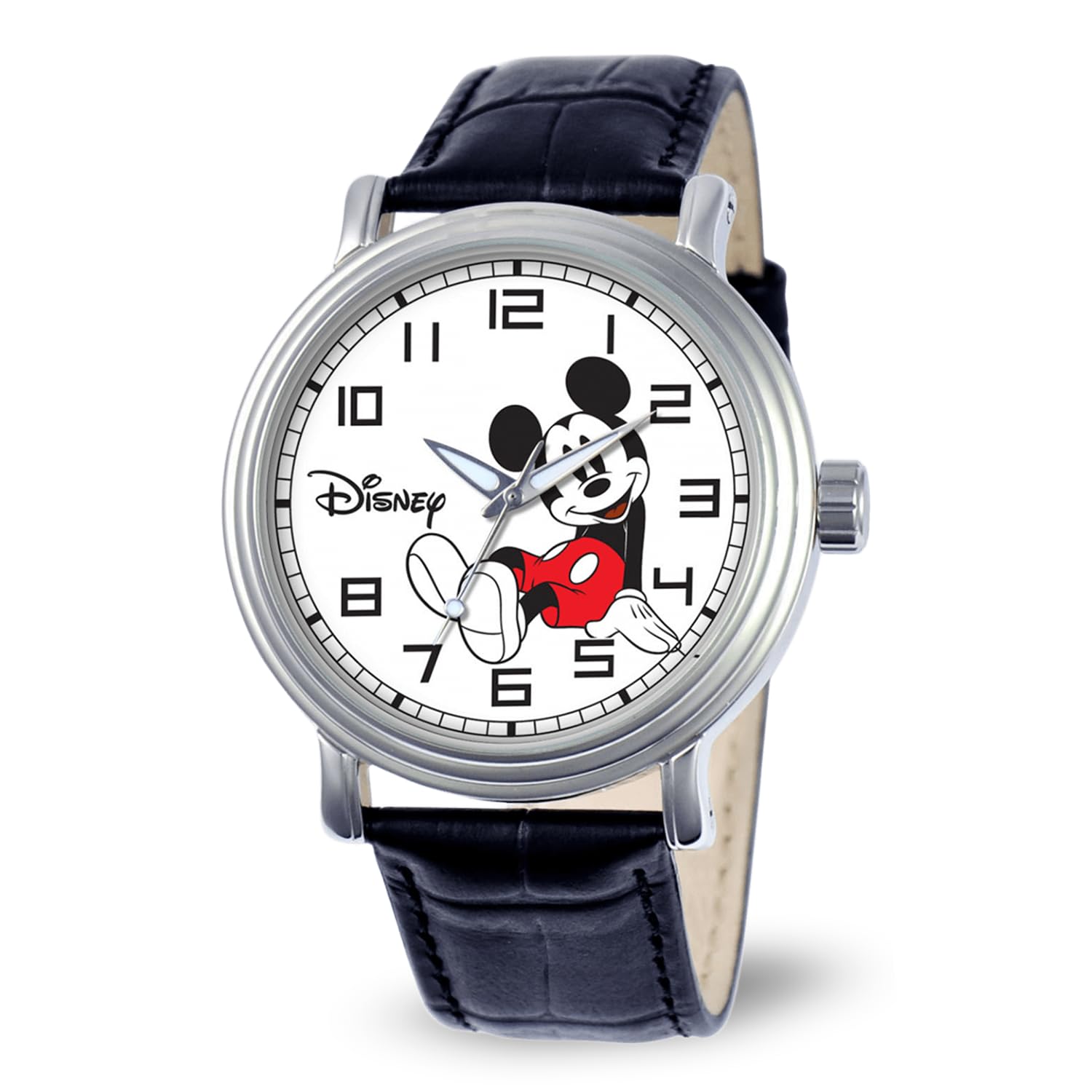 Disney Mickey Mouse Vintage Articulating Hands Analog Quartz Watch for Adults Black Color