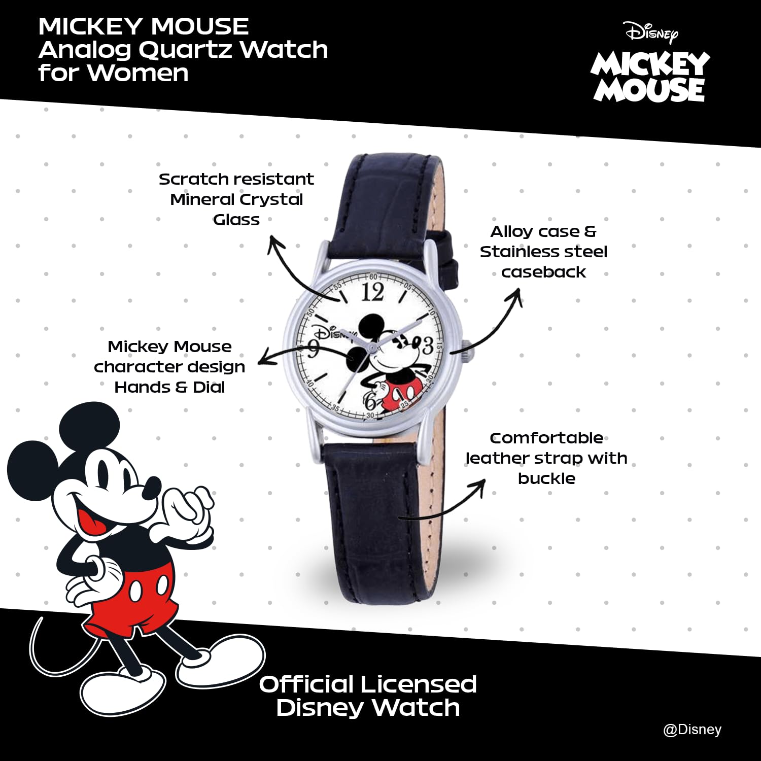 Disney Women's Mickey Mouse Cardiff Watch Stylish Timepiece for Everyday Wear - View 2 of 6