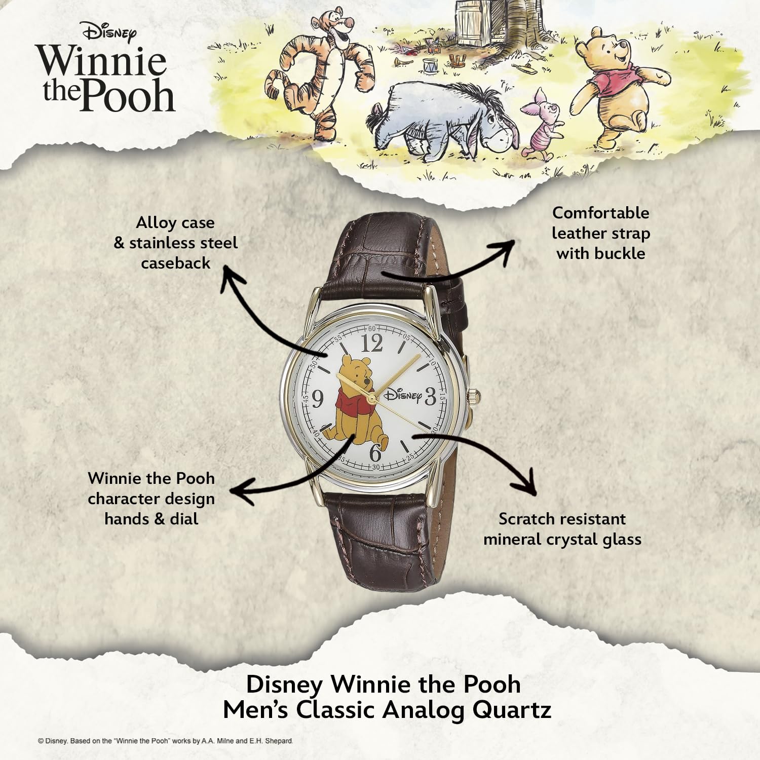 Disney Disney Winnie the Pooh Classic Cardiff Analog Quartz Leather Strap Watch for Adults - View 2 of 6