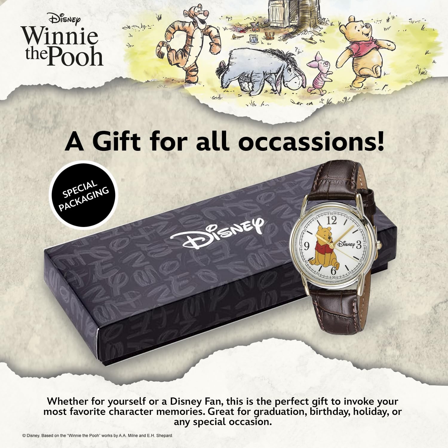 Disney Disney Winnie the Pooh Classic Cardiff Analog Quartz Leather Strap Watch for Adults - View 6 of 6