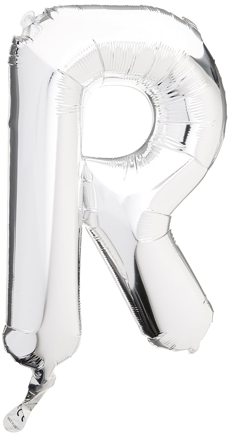 American Balloon Company Northstar Silver Letter R 16 Inch Decorative Wall Art for Home and Office Decor