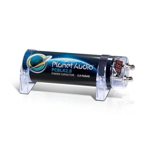 Planet Audio Planet Audio PCBLK2.0 Car Capacitor - 2 Farad for Enhanced Bass & Energy Storage with LED Voltage Meter