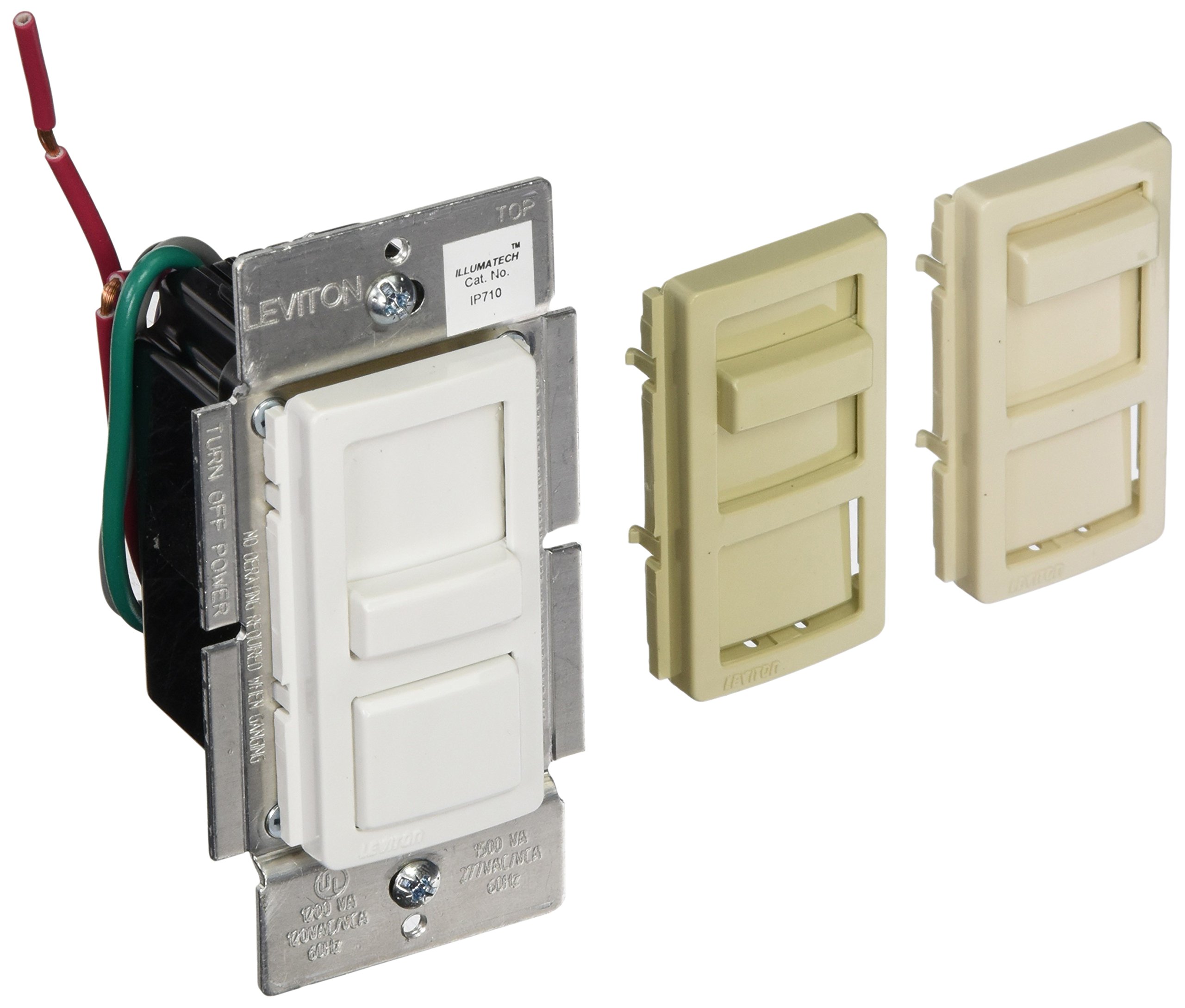 Leviton IP710-LFZ IllumaTech Slide Dimmer for LED 0-10V Power Supplies - 1200VA, 10A, 120/277VAC, Color Change Kits Included