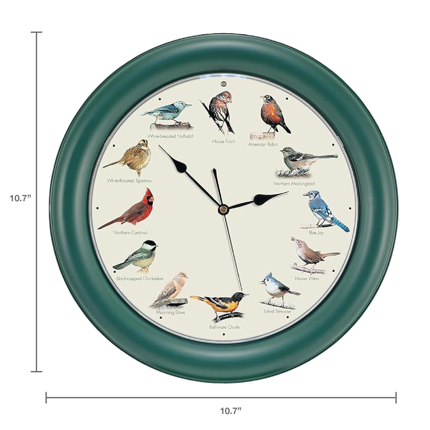 Mark Feldstein & Associates Mark Feldstein The Original Singing Bird Clock 10.7 Inch Green Perfect for Home Decor and Gift Ideas - View 2 of 7