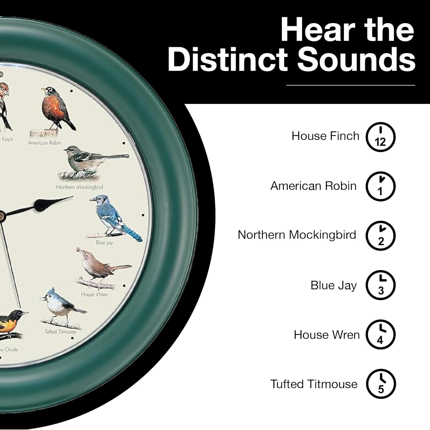 Mark Feldstein & Associates Mark Feldstein The Original Singing Bird Clock 10.7 Inch Green Perfect for Home Decor and Gift Ideas - View 5 of 7