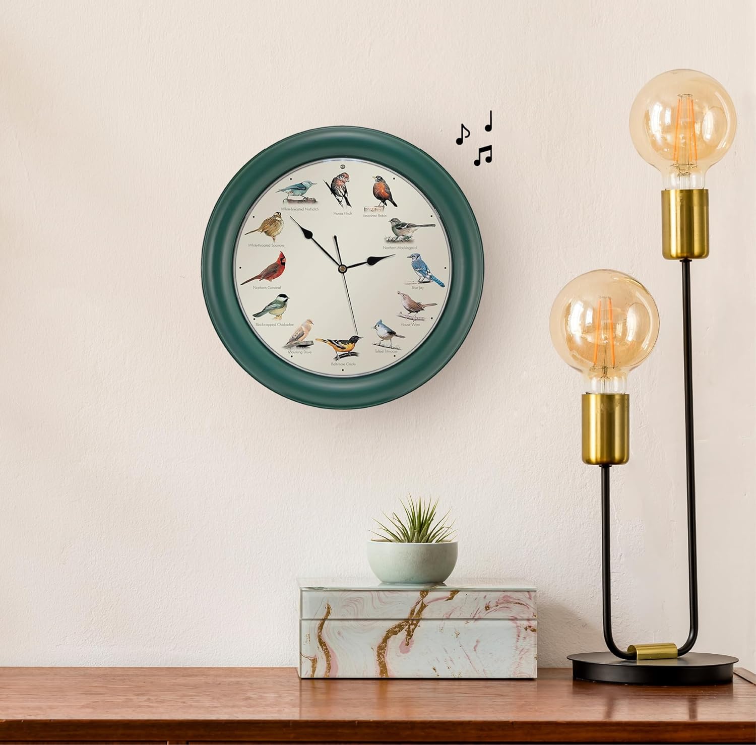 Mark Feldstein & Associates Mark Feldstein The Original Singing Bird Clock 10.7 Inch Green Perfect for Home Decor and Gift Ideas - View 7 of 7