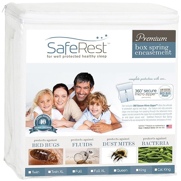 SafeRest "SafeRest Premium 9" Box Spring Encasement - Waterproof, Breathable & Noiseless for Queen Size"