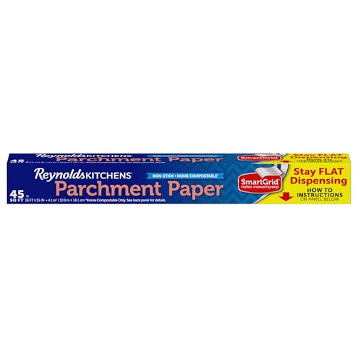 Reynolds Reynolds Kitchens Stay Flat Parchment Paper with SmartGrid - 45 Sq Ft for Perfect Baking & Cooking