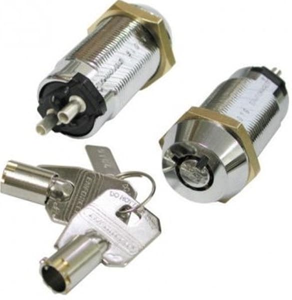 Seco-Larm SECO-LARM SS-090-2H1 Tubular Key Lock Switch: SPST, 2A @ 12VDC, Removable Key, ON/OFF Control - View 2 of 2