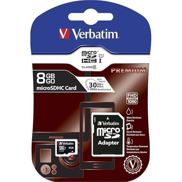 Verbatim Verbatim 44081 8GB Premium microSDHC Card with Adapter - UHS-I Class 10 for Fast Performance - View 2 of 2