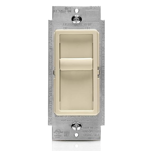 Leviton Leviton SureSlide Dimmer Switch 6672-1LT for LED, Halogen & Incandescent Bulbs - Light Almond Finish