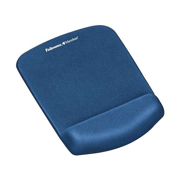 Fellowes PlushTouch Mouse Pad & Wrist Rest with FoamFusion Technology - Comfort & Support in Blue (9287301)