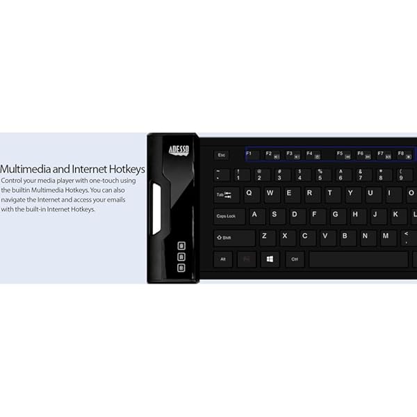 Adesso Adesso SlimTouch 232: Antimicrobial Waterproof Flexible Keyboard for Windows 8/7/Vista/XP/2000 - Buy Now! - View 3 of 10