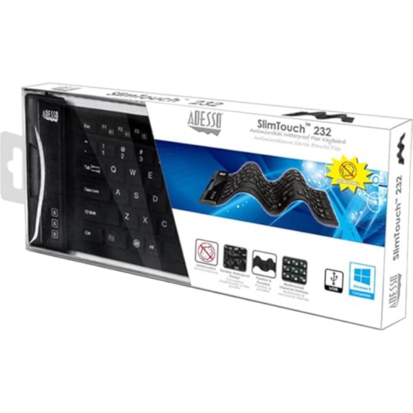Adesso Adesso SlimTouch 232: Antimicrobial Waterproof Flexible Keyboard for Windows 8/7/Vista/XP/2000 - Buy Now! - View 6 of 10