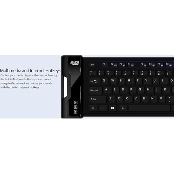 Adesso Adesso SlimTouch 232: Antimicrobial Waterproof Flexible Keyboard for Windows 8/7/Vista/XP/2000 - Buy Now! - View 8 of 10