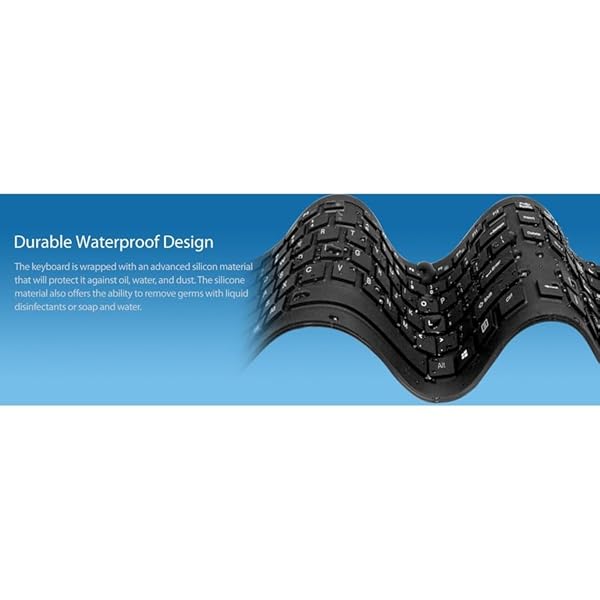 Adesso Adesso SlimTouch 232: Antimicrobial Waterproof Flexible Keyboard for Windows 8/7/Vista/XP/2000 - Buy Now! - View 9 of 10