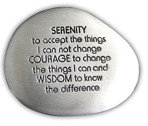 Cathedral Art Cathedral Art Serenity Prayer Soothing Stone Engraved Rock for Mindfulness Meditation Stress Relief 1-1/2 Inch Silver