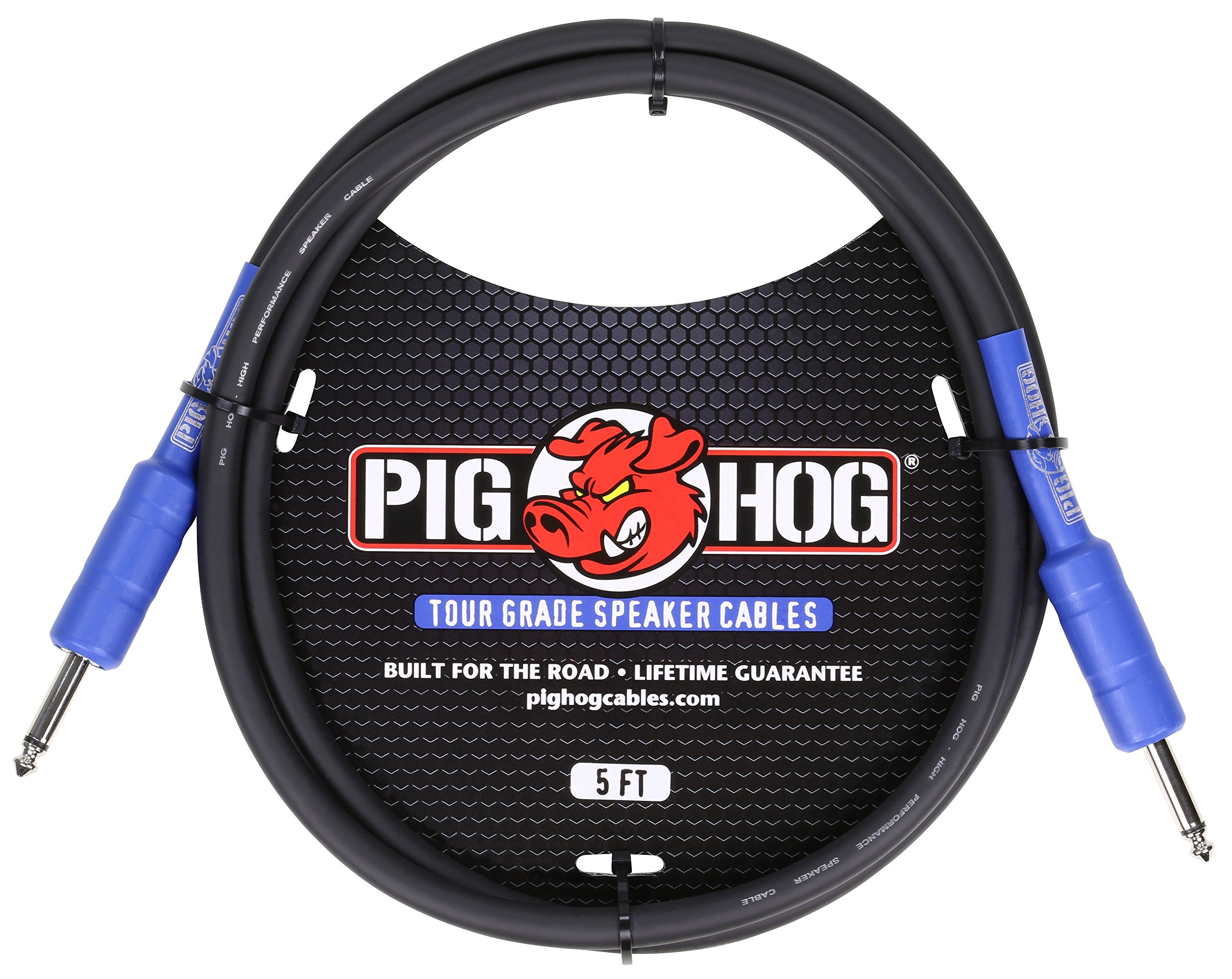 Pig Hog Pig Hog PHSC5 14 Gauge 5ft Speaker Cable - High Performance 9.2mm Black Audio Wire
