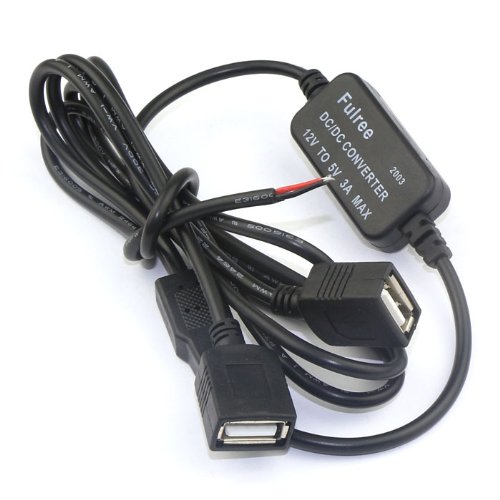 DROK 8-22V DC to 5V 3A Power Transformer Buck Voltage Converter with Dual USB Cable Connector Adapter