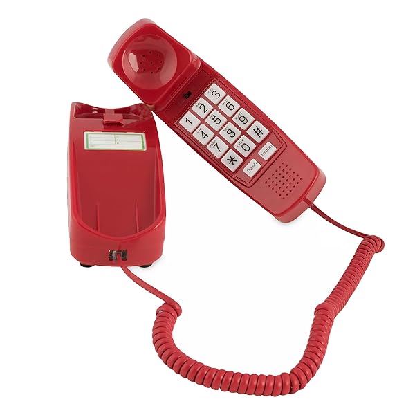 iSoHo Phones Crimson Red Corded Landline Phone - Easy Big Button Desk & Wall Phone for Seniors & Home Office