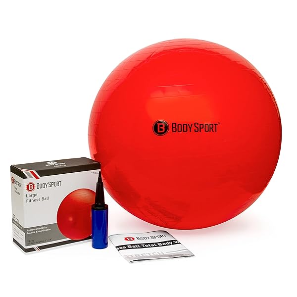Body Sport Body Sport 75cm Exercise Ball with Pump - Perfect for Home Gym, Office Use, Stability Training & Pregnancy Fitness