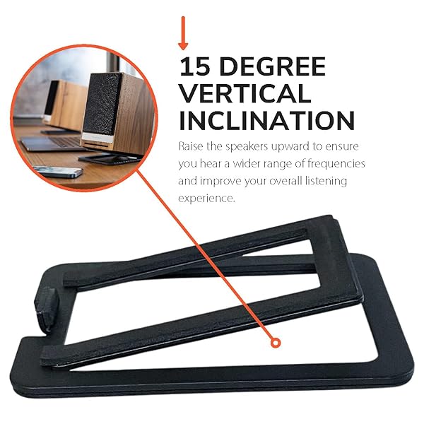 Audioengine Audioengine DS1M Metal Speaker Stands - Perfect Tilted Support for Desktop, Studio & Bookshelf Speakers - View 3 of 9