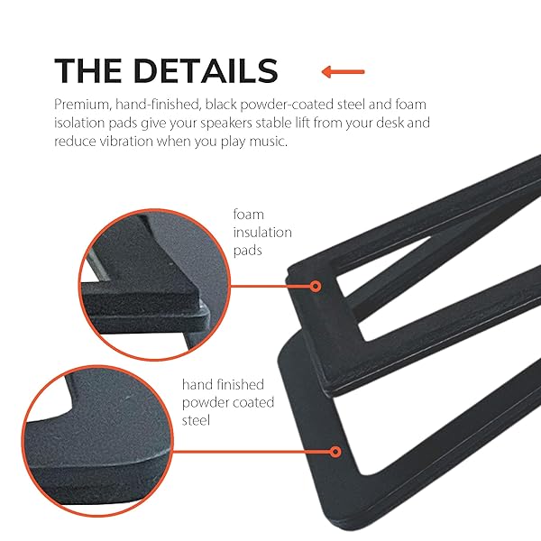 Audioengine Audioengine DS1M Metal Speaker Stands - Perfect Tilted Support for Desktop, Studio & Bookshelf Speakers - View 4 of 9