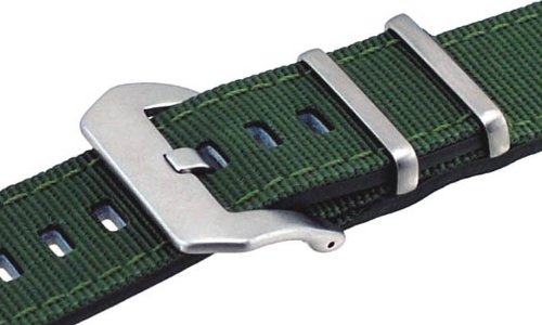 Italian Design 2 Piece Quality Textile Canvas Army Green Pre V Buckle Replacement Watch Band 20mm - View 4 of 4