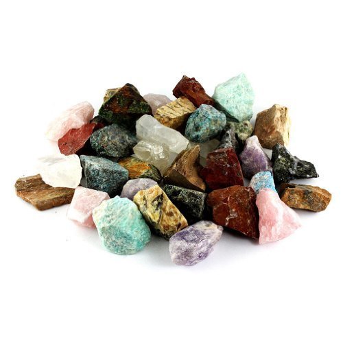 Bulk Rough Madagascar 12-Stone Mix 3 Pounds Natural Raw Stones for Cabbing Tumbling Polishing and Reiki Healing by Crystal Allies Materials