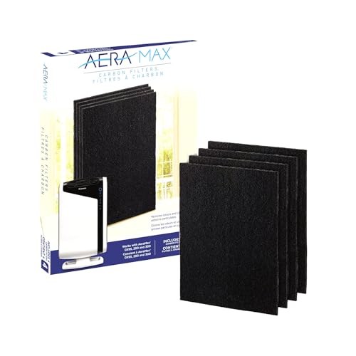 Fellowes "Fellowes Carbon Filters for AeraMax Air Purifiers - 4 Pack (9324201) | Black, 16.1" x 12.4" x 0.2" - Clean Air Solution"