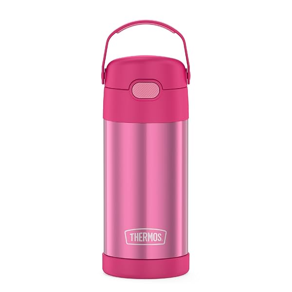 THERMOS FUNTAINER 12oz Pink Water Bottle with Straw - Kids Stainless Steel Vacuum Insulated Design