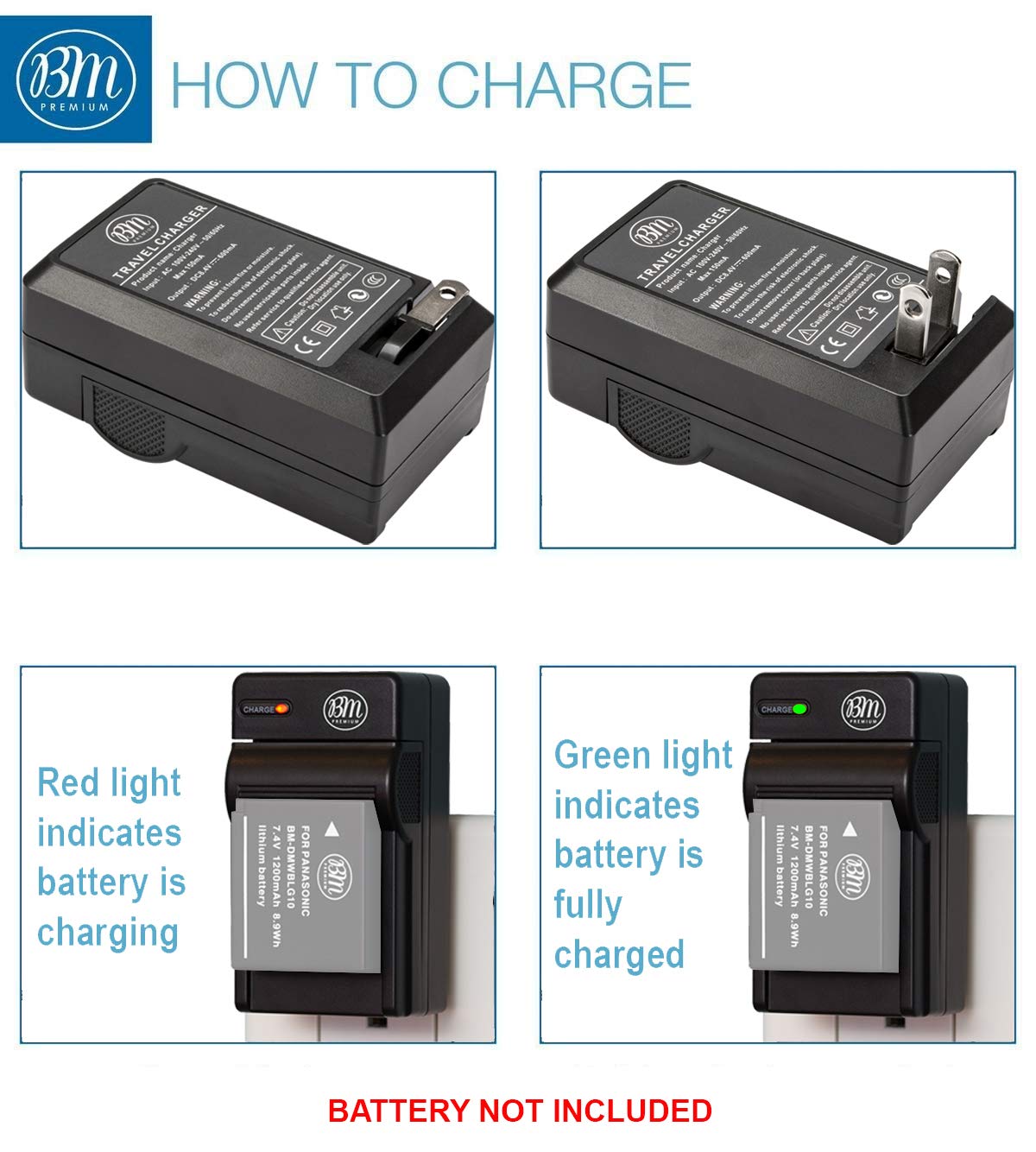 BM DMW-BLG10 Battery Charger Compatible with Panasonic Lumix Cameras DMW-BTC9 Replacement for DC-G100 ZS80 ZS99 GX9 LX100 II ZS200 ZS70 and More - View 3 of 6