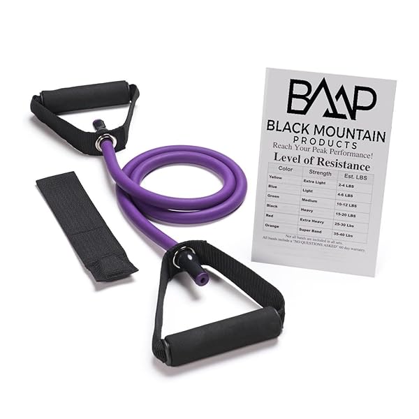 Black Mountain Products Black Mountain Resistance Band with Door Anchor - 45-50 lbs, Purple | Complete Starter Guide Included