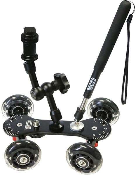 Vidpro SK-22 Skater Dolly: Smooth DSLR Slider with 25 Lbs Capacity & 7 Mounting Points for Perfect Low-Level Shots