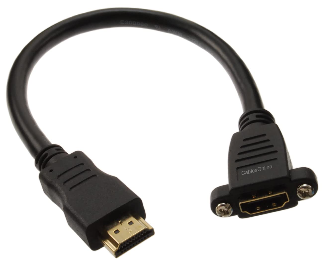 CablesOnline 1ft Hi-Speed HDMI 1.4 Ethernet Channel M to F Panel Mount Extension Cable H4-P001