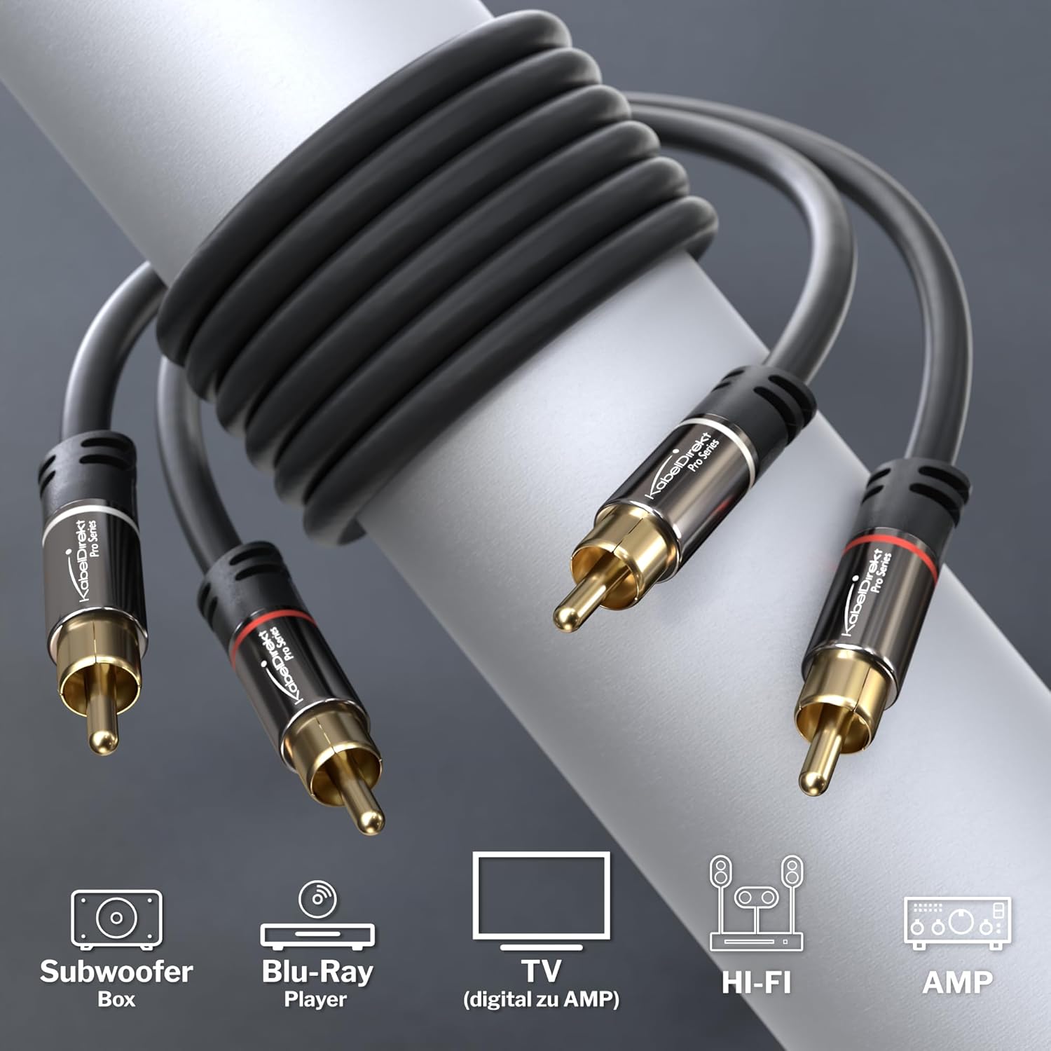 KabelDirekt CableDirect 6ft RCA Phono Cable with 2 Plugs for Stereo Audio Flawless Sound Quality Ideal for Home Cinema Blu-ray and HiFi Systems - View 2 of 8