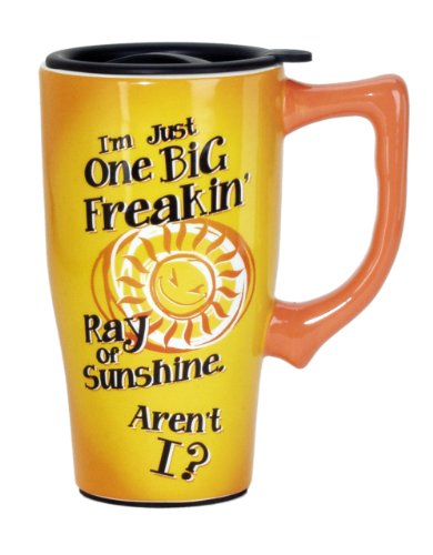 Spoontiques Spoontiques Ceramic Travel Mugs Big Ray Of Sunshine Cup Perfect for Hot or Cold Beverages Ideal Gift for Coffee Lovers