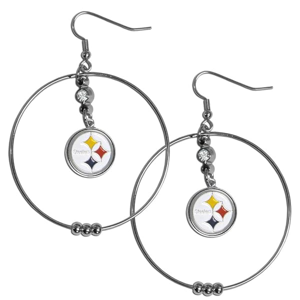 Siskiyou Shop NFL Siskiyou Sports Women's Pittsburgh Steelers 2-Inch Hoop Earrings - Team Color Jewelry