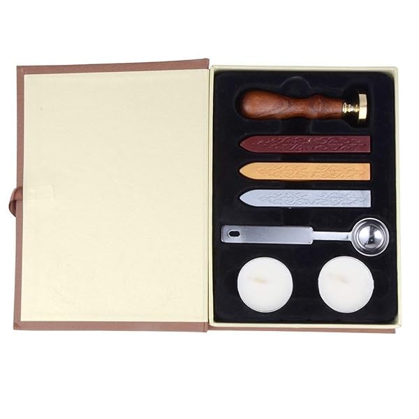 DLD Vintage Harry Potter Hogwarts School Badge Wax Seal Stamp Set with Melting Spoons and Candles for Unique Crafting