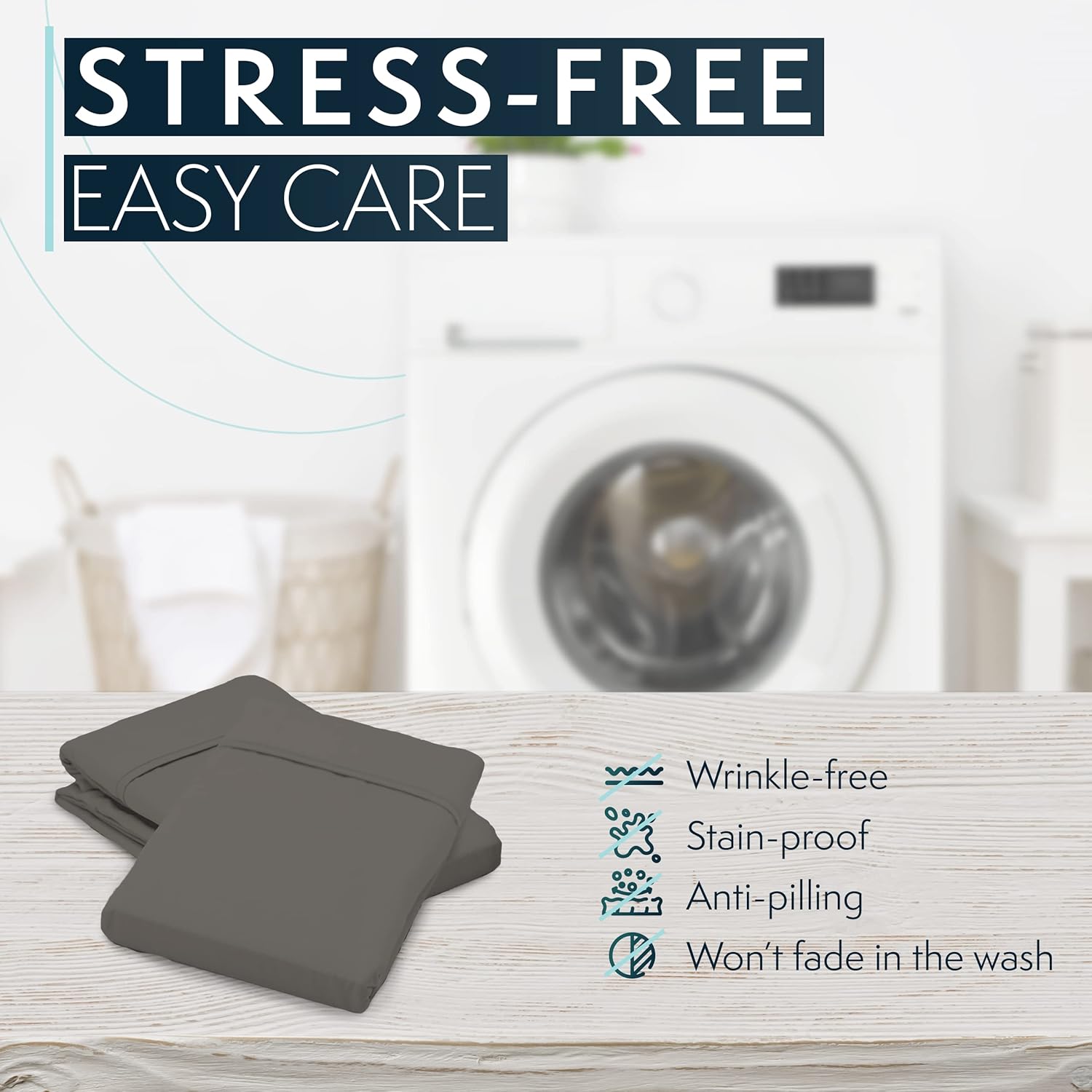 HC COLLECTION HC Collection Microfiber Pillow Cases Set of 2 - Soft, Easy Care Standard/Queen Size Gray Pillowcases - View 5 of 9