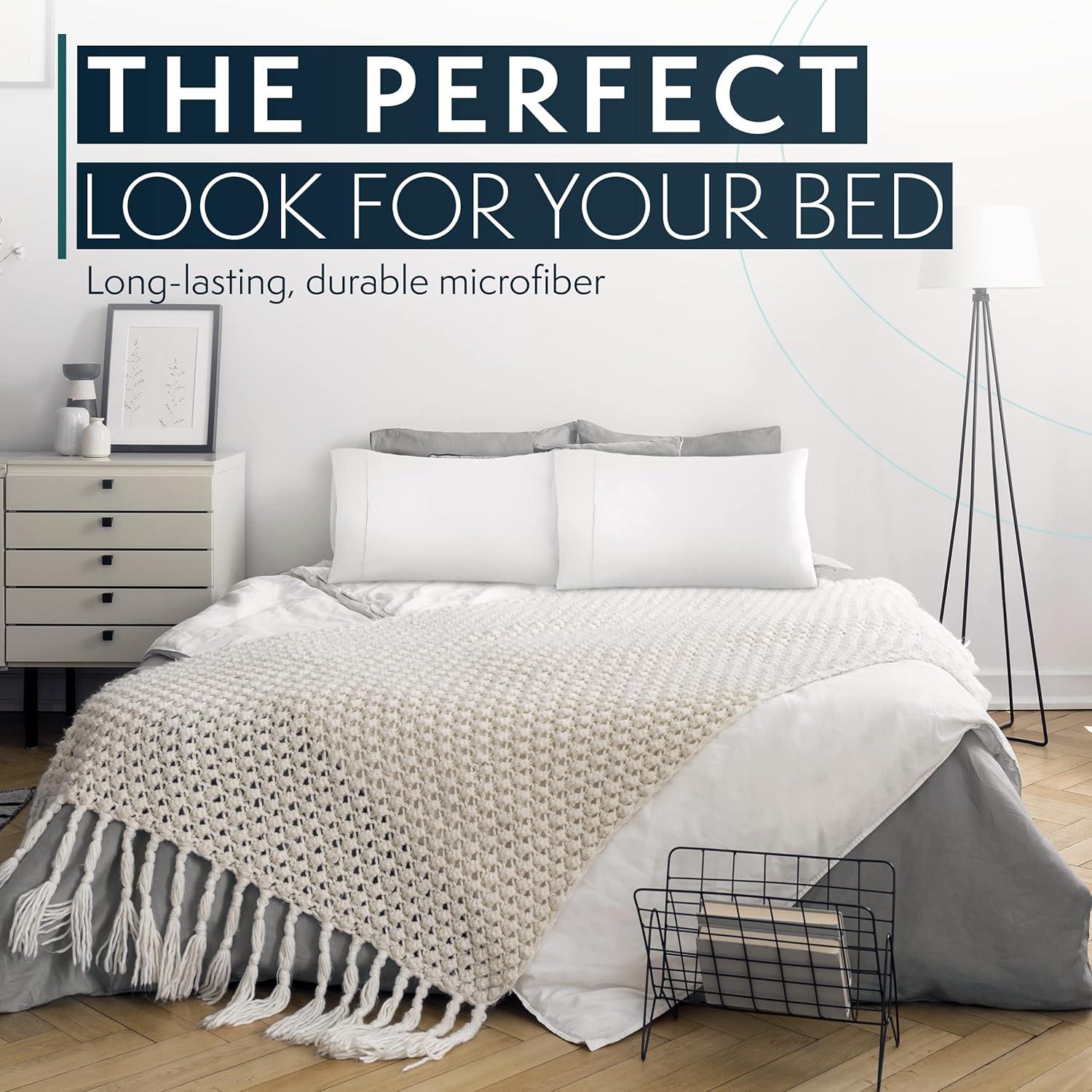 HC COLLECTION HC Collection Microfiber Pillow Cases Set of 2 - Soft, Easy Care Standard/Queen Size Gray Pillowcases - View 7 of 9