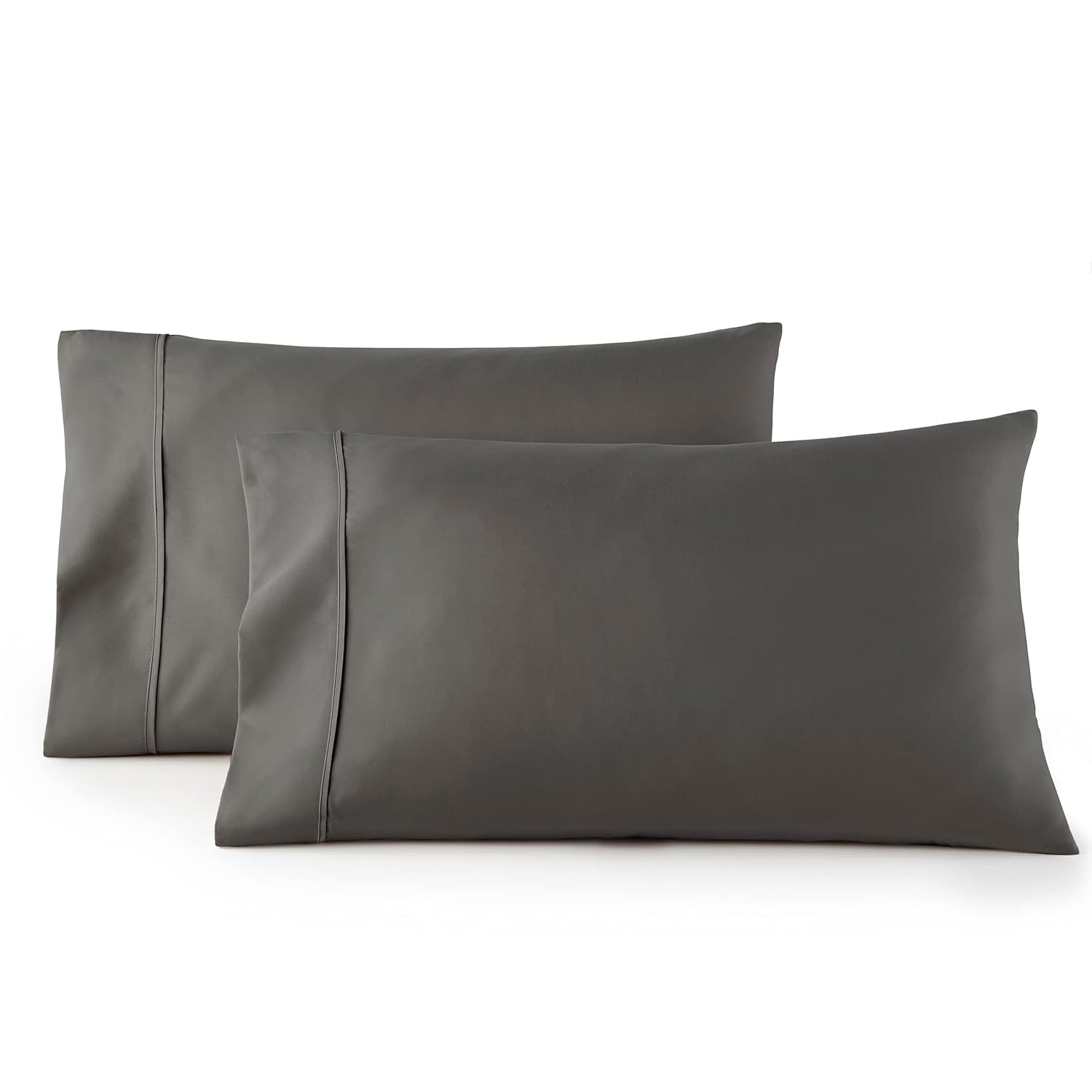 HC COLLECTION HC Collection Microfiber Pillow Cases Set of 2 - Soft, Easy Care Standard/Queen Size Gray Pillowcases